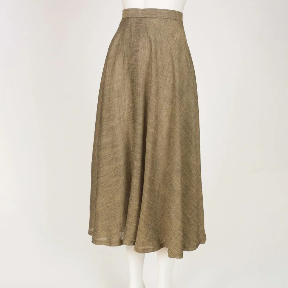 1980s Vintage Japanese Avant Garde Striped Beige Linen Tunic Top & Skirt Set - Picture 4 of 6